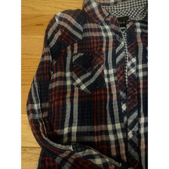 Rails, women's dark plaid long sleeve collared button down casual shirt size sm - Picture 2 of 9